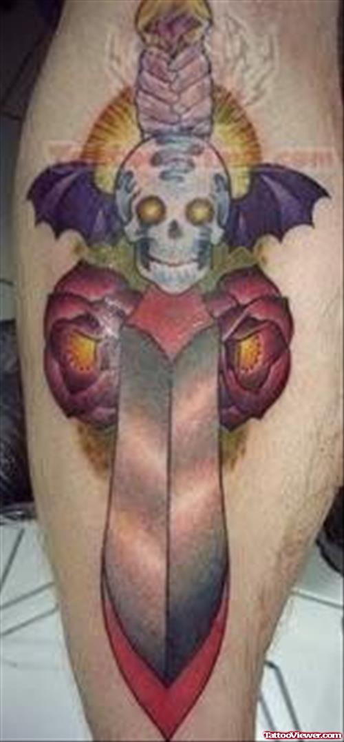 Skull And Dagger Tattoo Design