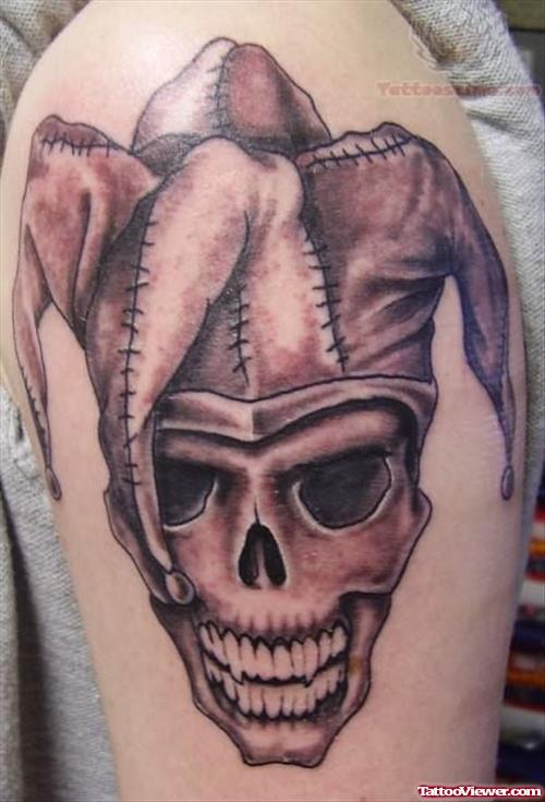 Scary Skull with Clown Cap Tattoo