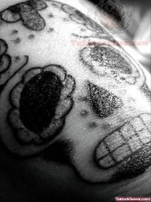 Funny Black Ink Skull Tattoo