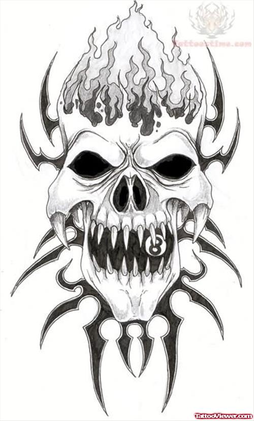 Flaming Skull Tattoo Sample