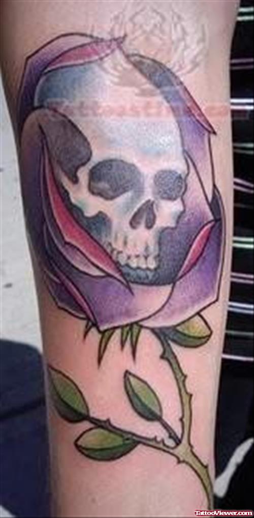 Flower Skull Tattoo On Arm