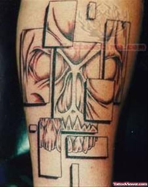 Lovely Skull Tattoo On Leg