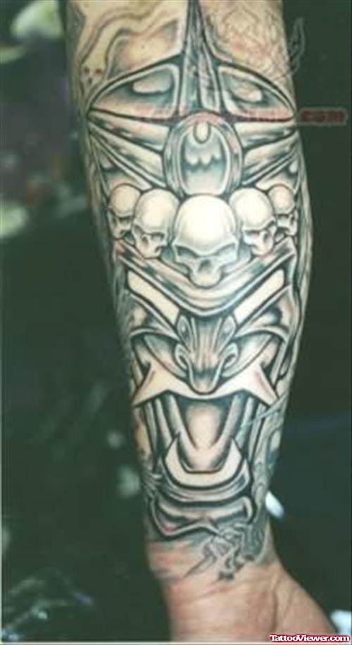 Horror Skull Tattoo On Arm