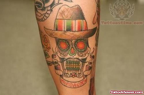 Amazing Skull Tattoo On Leg