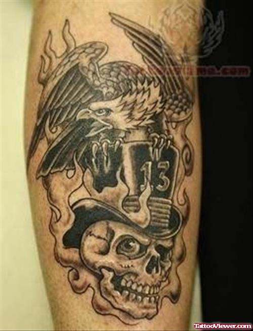 Skull Black ink Tattoo On Arm