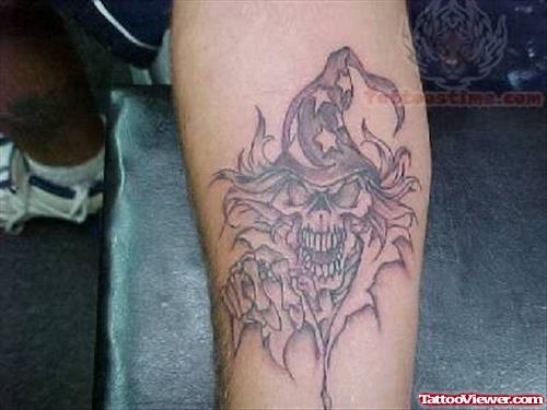 Skull Tattoo Of Horror Smile