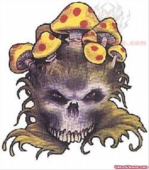 Mushroom Skull Tattoo