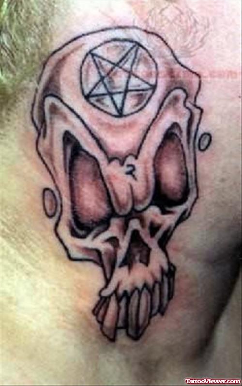 Nice Star On Forehead Skull Tattoo