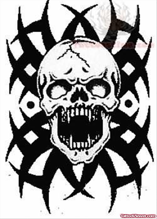 Skull Tribal Tattoo Design