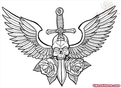 Wings Skull Tattoos Designs