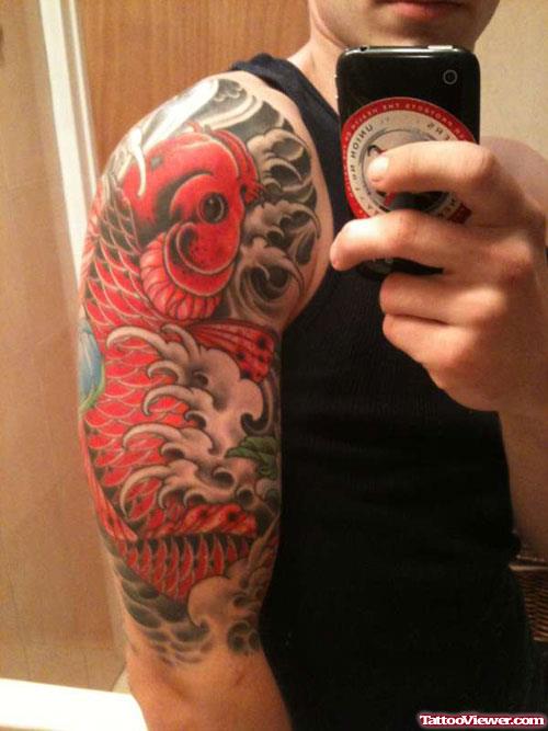 Red Koi Sleeve Tattoo