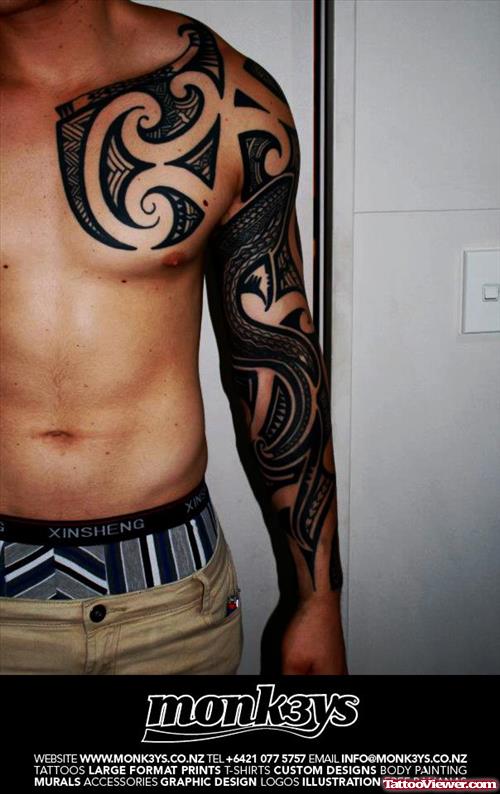 Maori Polynesian Sleeve Tattoo