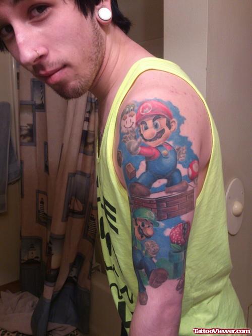 Super Mario Bros Half Sleeve Tattoo