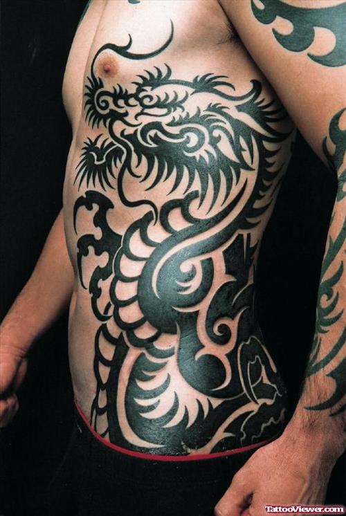 Japanese Dragon Tattoo On side And Sleeve