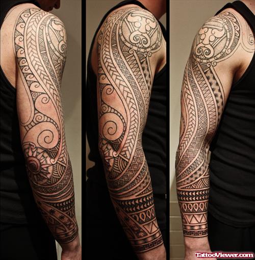 Polynesian Sleeve Tattoo Design For Men