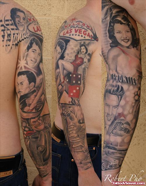 Las Vegas Sleeve Tattoo For Men