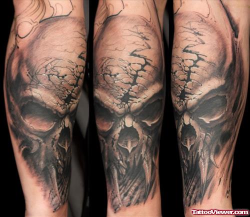 Will Biomechanical 3D Skull Sleeve Tattoo