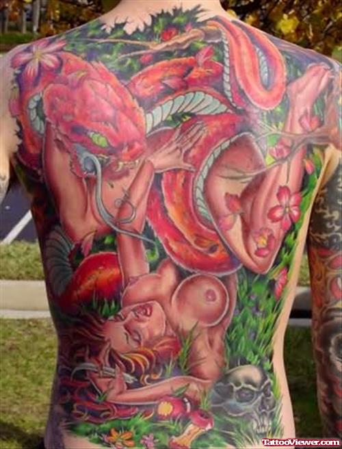 Big Tattoo Of Snake On Back