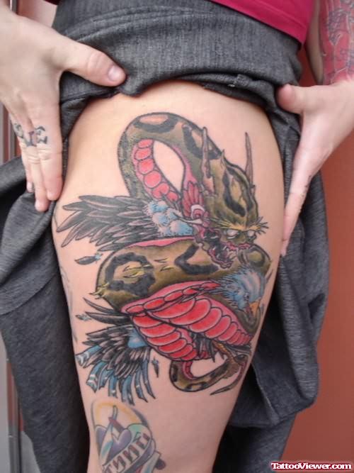 Snake Tattoo On Thigh