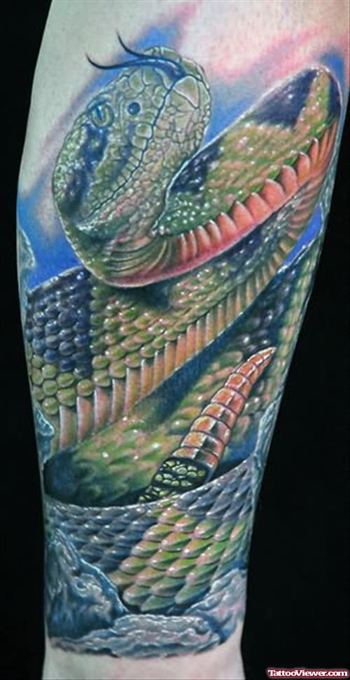 Green Amazing Snake Tattoo