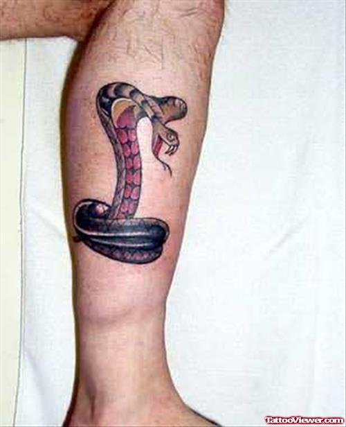 Cobra Snake Tattoo On Leg