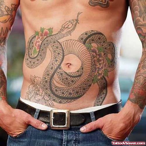 Snakes Tattoos Designs On Stomach