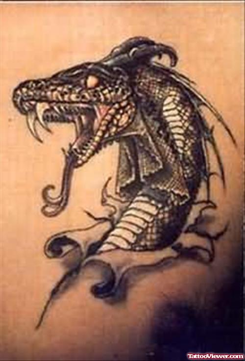 Attacking Snake Tattoo