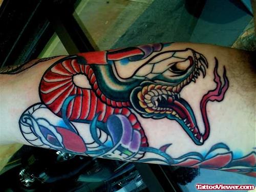 Angry Snake Tattoo For Bicep