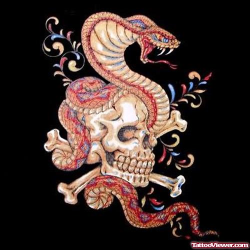 Snake And Skull Tattoo Design
