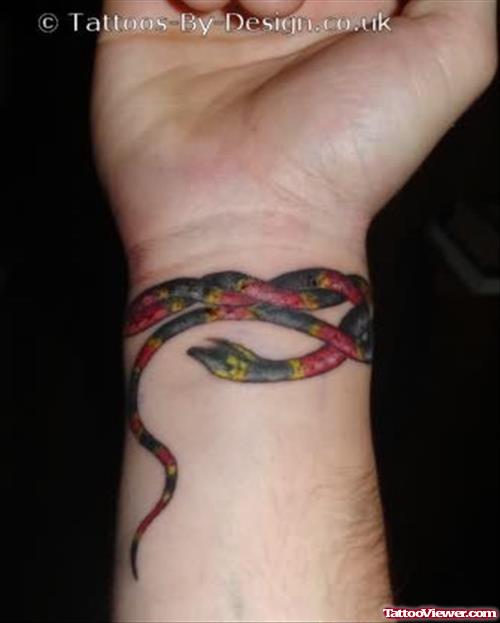 Coral Snake Bracelet Tattoo On Wrist