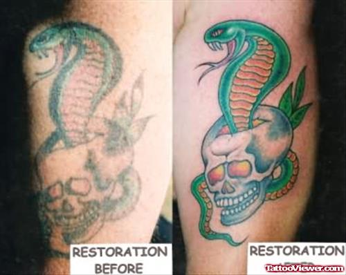 Snake Skull Restoration Tattoo