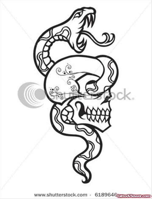 Snake And Skull Tattoo Sample Picture
