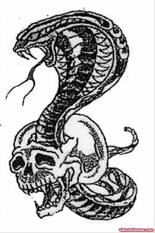 Skull and Snake Design For Tattoo
