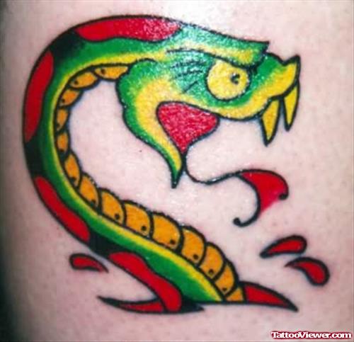 Red And Green Snake Tattoo