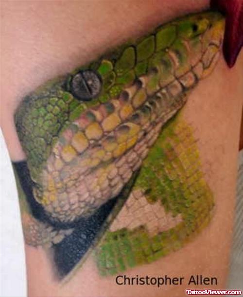 Green Head Snake Tattoo