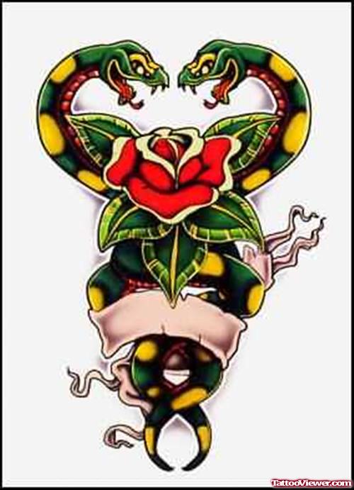 Classic Snake Heart Tattoo Design