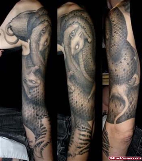 Black Ink Snake Tattoo For Men