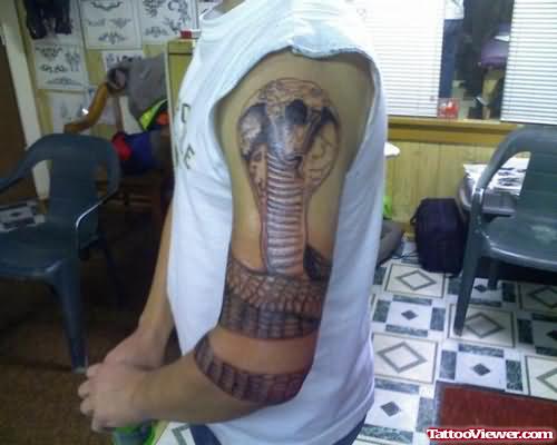 Awesome Snake Tattoo On Sleeve