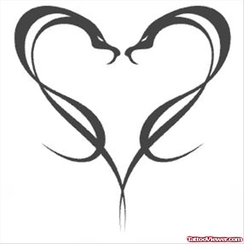 Snakes Heart Tattoo Design