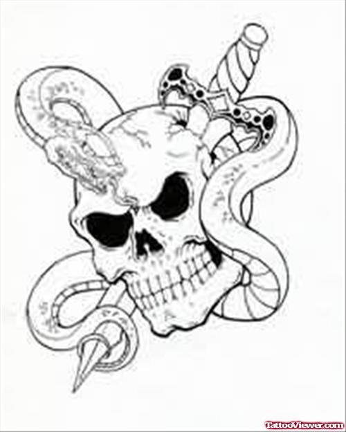 Skull And Snake Tattoo Design