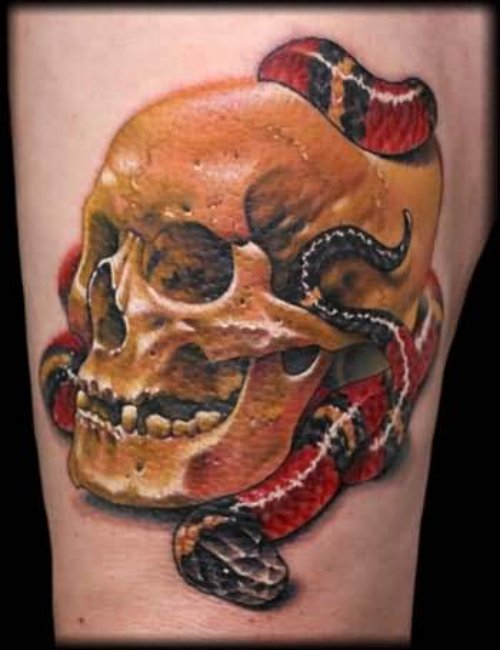 Snake Tattoo With Skull