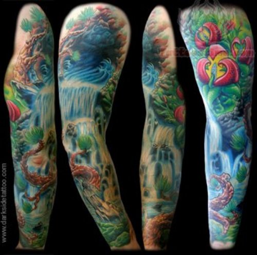 Wildlife Colored Sleeve Tattoo