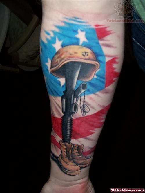 Colored Soldier Tattoo On Arm