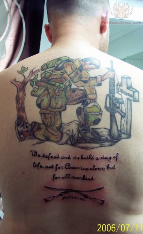 Color ink Soldier Tattoo On Back