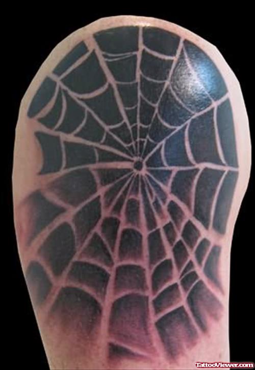 Interesting Spider Web Tattoo On Shoulder