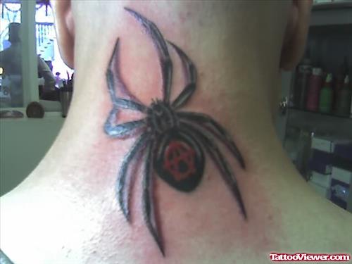 Back Neck Spider Tattoo For Men
