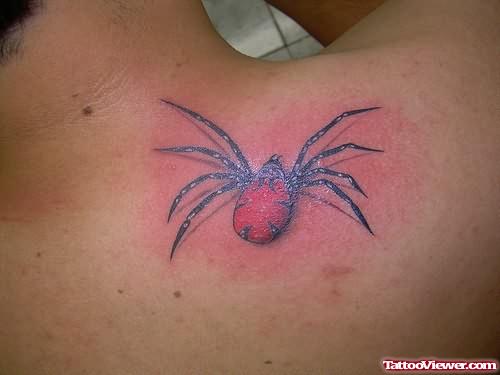 Red Ink Spider Tattoo