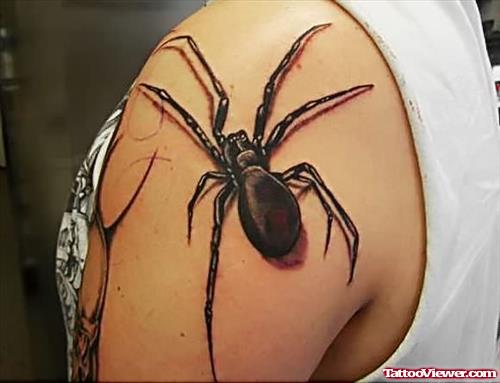 Black Big spider Tattoo For Sleeve