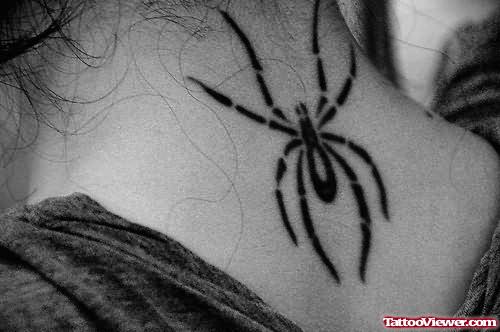 Spider Tattoo On Back Neck