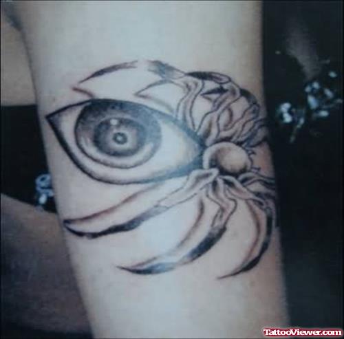Eye And Spider Tattoo On Body